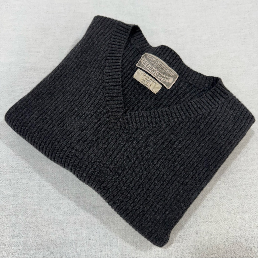 Ralph Lauren Men's Charcoal V-Neck Sweater
